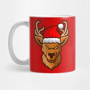 Funny Deer Head with Santa Cap Mug